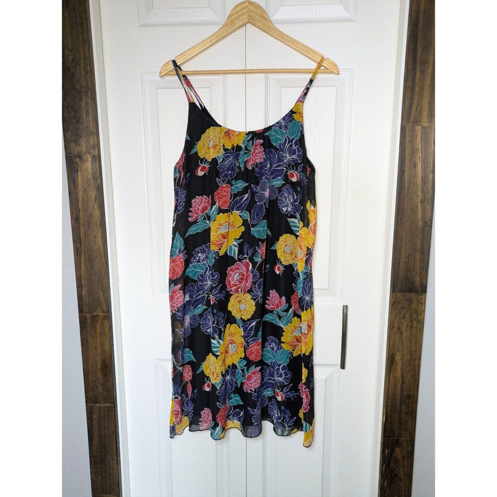 NWOT Leith Floral Spaghetti Strap Slip Dress Women's Size M Black Multicolor